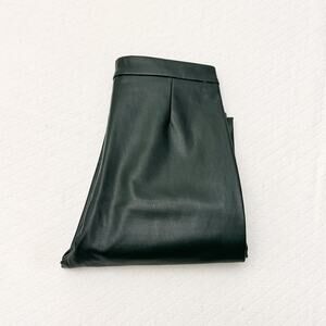 Zara Olive Leather Motorcycle Pants Faux Leather Size M NWT